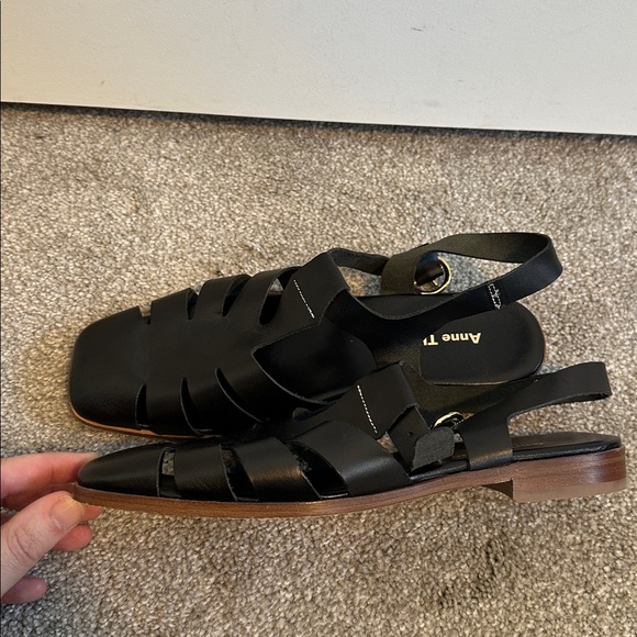 EUC Anne Thomas Leather Hackney Fisherman Sandals in Florida Black size EU37/7 - Picture 9 of 12